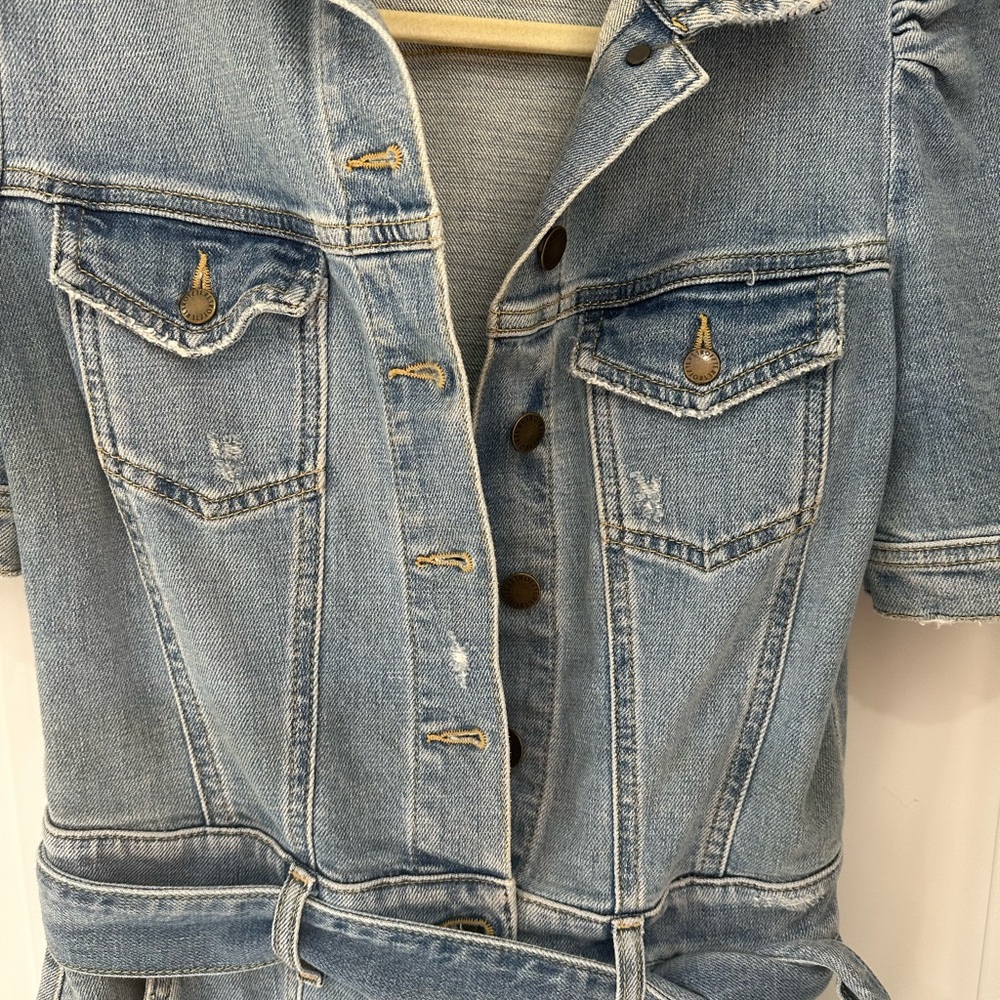Retrofete Denim Puff Sleeve Romper Size S - Picture 4 of 6